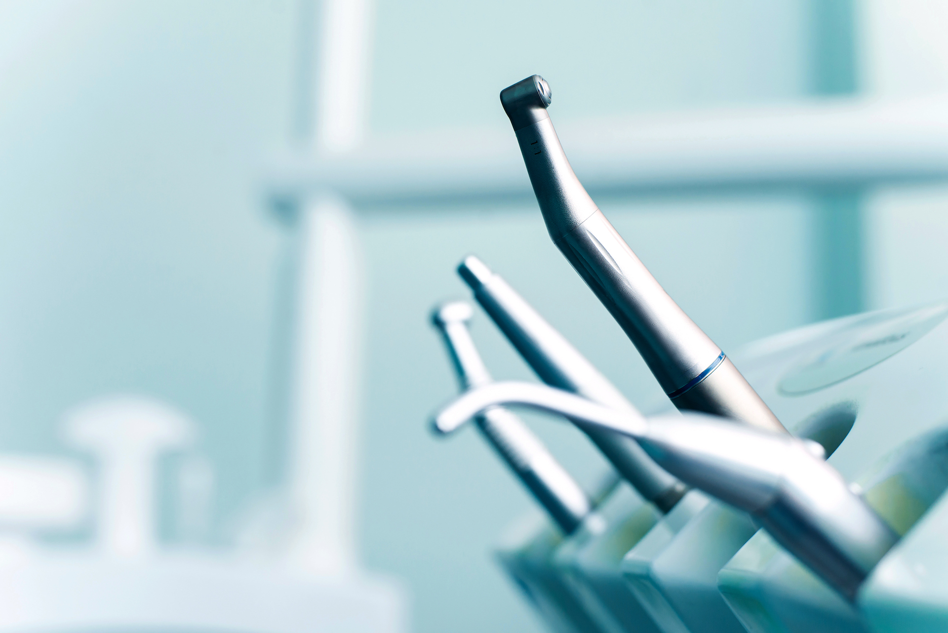 Different dental instruments and tools in a dentists office.